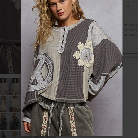 POL “ Gabby 3 “ POL Relaxed Fit Double Gauze Top with Patchwork Detail 68 - Picture 2 of 6